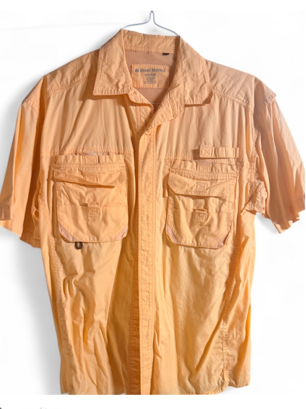 West Marine Men's Short-Sleeve Button-Down Shirt in Peach
